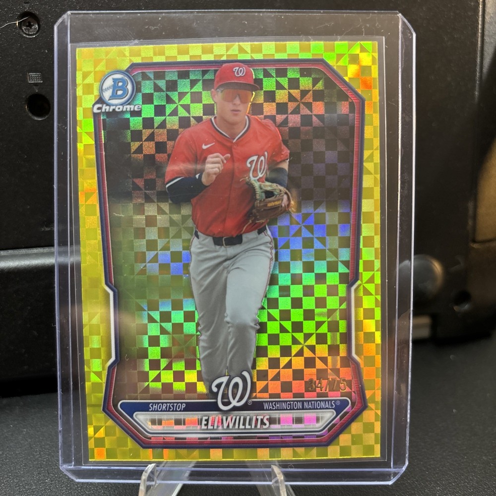 Eli Willits 2026 Bowman Chrome Baseball Prospect Yellow Refractor 34/75 #BCP-95