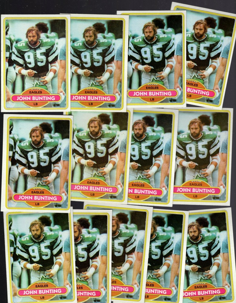 1980 Topps LOT of (13) #251 JOHN BUNTING NM+ Philadelphia EAGLES / N CAROLINA
