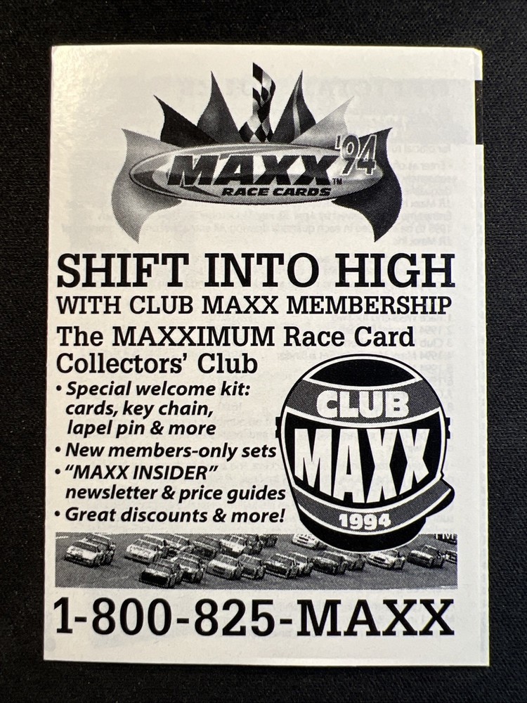 1994 Maxx: Race Cards-Series 1 NASCAR #N/N Promo Card 🏁🐷🏁