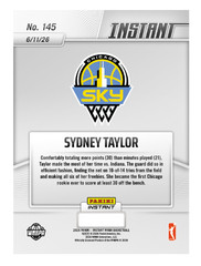Sydney Taylor RC – 2026 Panini Instant WNBA #145 Chicago Sky PRESALE
