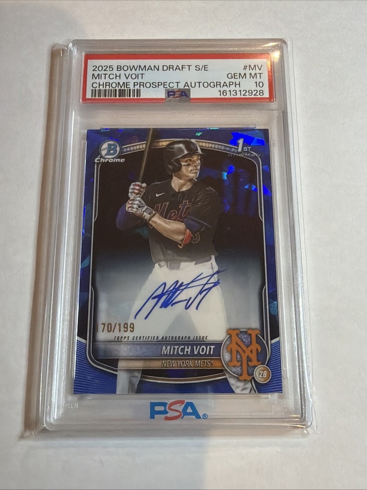 2025 1st Bowman Draft Chrome Sapphire Mitch Voit Auto 170/199 RC SP Mets PSA 10