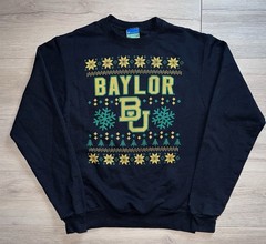 Champion Black Green and Yellow Baylor University Holiday Crewneck Size Small