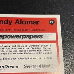 Sandy Alomar Jr 1984 Spokane Indians SGA Minor League Rookie Card RC 1st Card