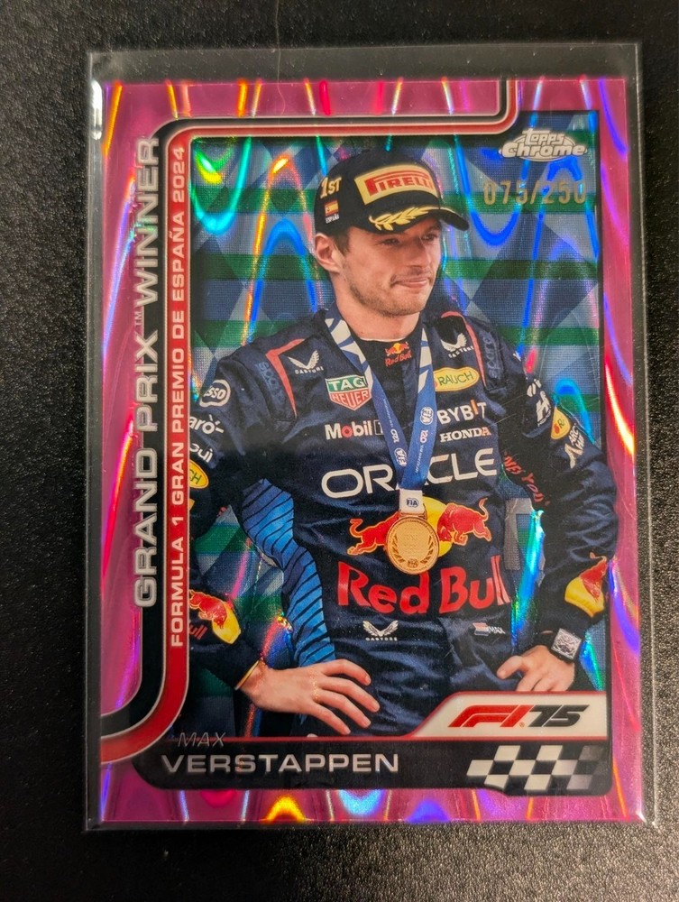 2025 Topps Chrome Formula 1 F1 75 Max Verstappen Grand Prix Winner Pink Refracto
