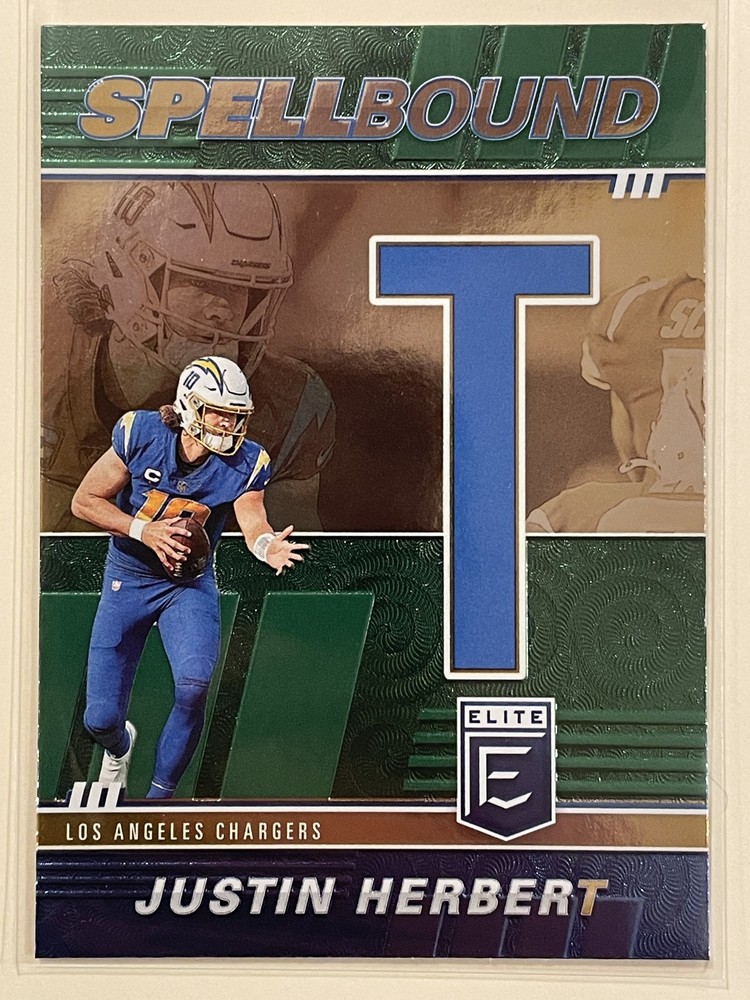 2022 Panini Donruss Elite – Spellbound Justin Herbert #SB-JH7 Green Letter T