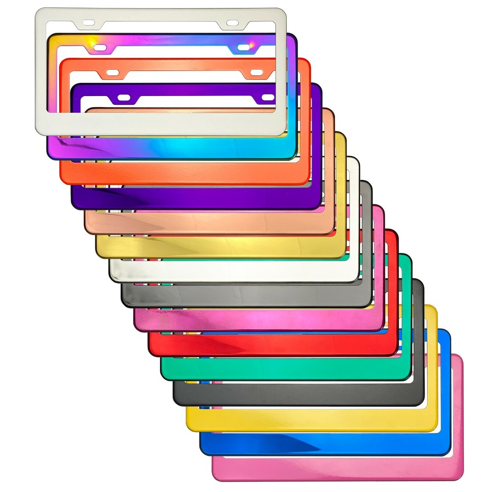 Red Blue Black Purple Chrome License Plate Frame Stainless Steel Metal Screw Cap
