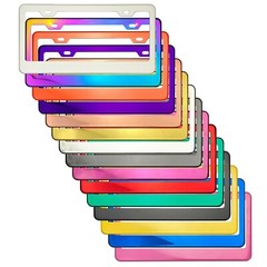 Red Blue Black Purple Chrome License Plate Frame Stainless Steel Metal Screw Cap