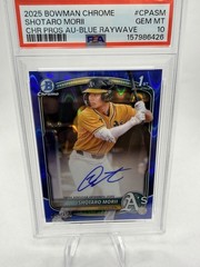 2025 Bowman Chrome Shotaro Morii Auto Blue Ray Refractor #/150 Athletics PSA 10