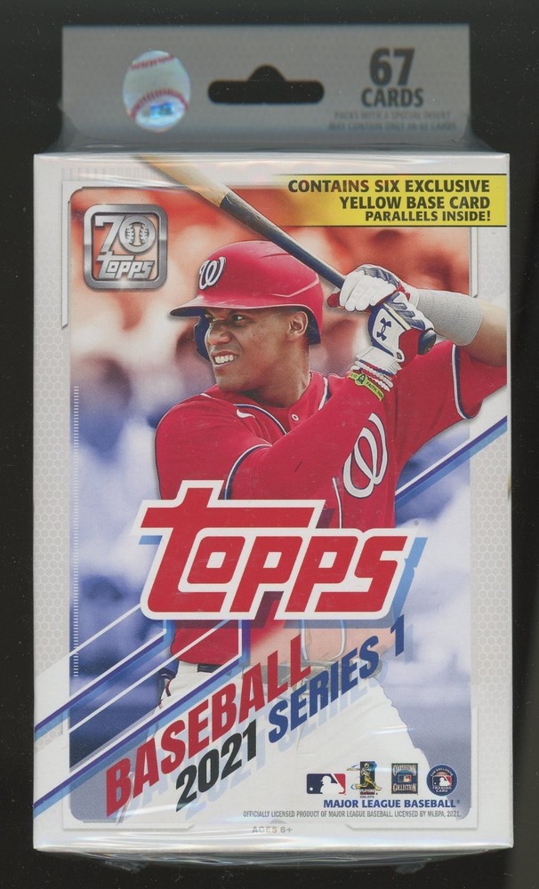 Topps 2021 Series 1 MLB Baseball Factory Sealed Hanger Box 67 Cards New YELLOW