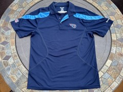 REEBOK Navy Blue with Baby Blue TN TITANS Polo Shirt NFL Top MEN’S SMALL