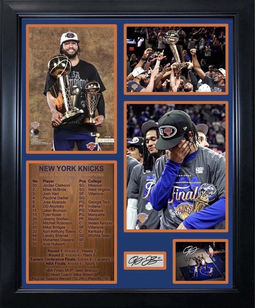 Framed NY Knicks 2025-2026 NBA Finals Jalen Brunson Facsimile Auto 8&Prime;x10&Prime; Photo