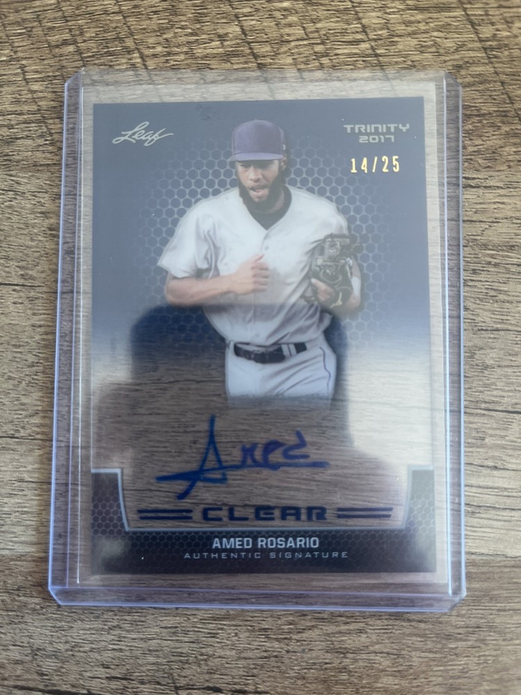 2016 Leaf Trinity – Clear Autographs Blue #CA-AR1 Amed Rosario #/25
