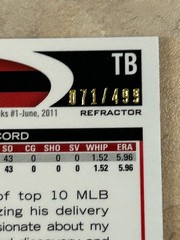 Trevor Bauer 2012 Topps Chrome Rookie Refractor Autograph /499 #TB RC Auto SP