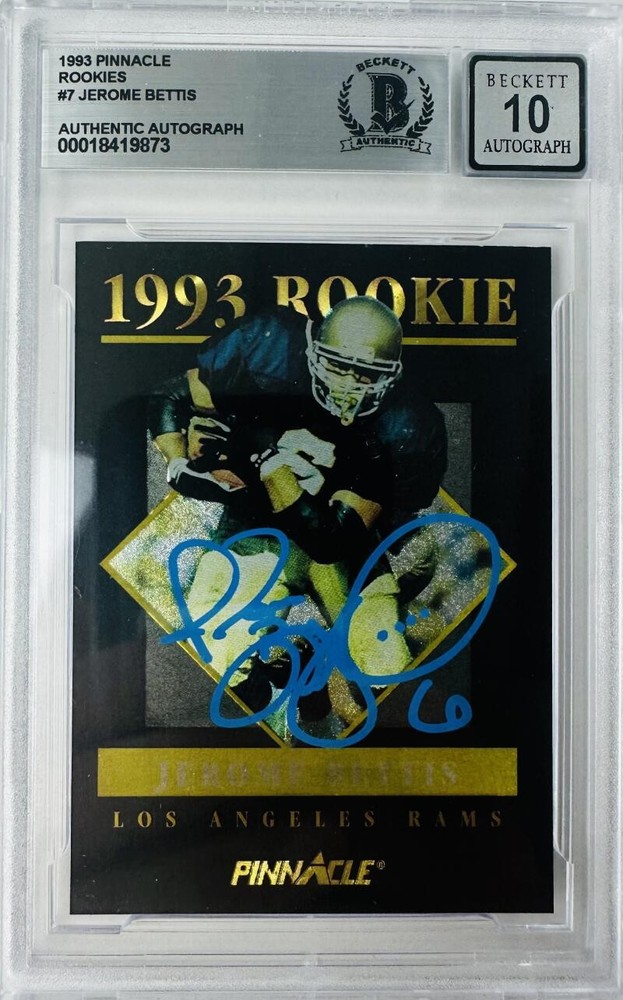 JEROME BETTIS SIGNED 1993 PINNACLE ROOKIES AUTOGRAPH PITTSBURGH STEELERS BAS 10