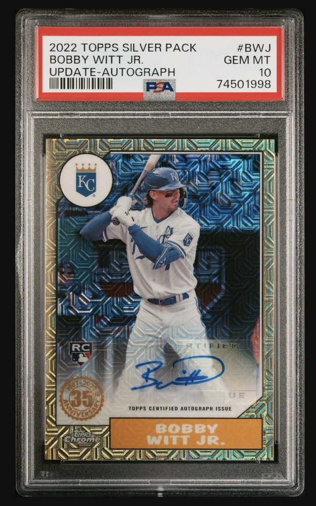 Bobby Witt Jr. 2022 Topps Chrome Rookie RC Auto #/149 T87CA-BWJ PSA 10 Pop 25!