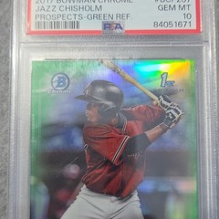 2017 Topps Bowman Chrome Jazz Chisholm BCP207 Green Refractor /99 1st PSA 10