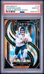 2024 Select Caleb Williams Premier Level Black and Orange Shock #114 RC PSA 10
