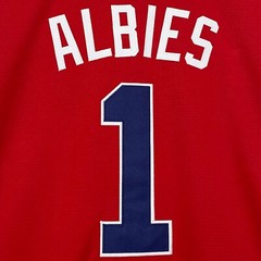 Ozzie/#1/Albies/Braves/Stitched/Jersey/Red/S/M/L/XL/2XL/3XL
