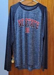 NC State Mens Top XL Wolfpack Long Sleeve Shirt Gray Grey Red White Lightweight