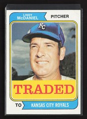 1974 Topps Traded #182T Lindy McDaniel Kansas City Royals Near Mint or Better