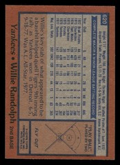 1978 Topps Baseball Card #620 Willie Randolph