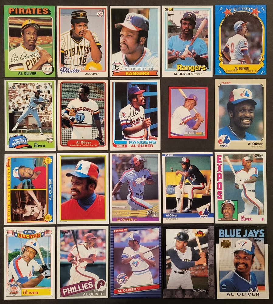 Lot of 20 Different AL OLIVER Baseball Cards 7xAS 1975-2001 BB8858