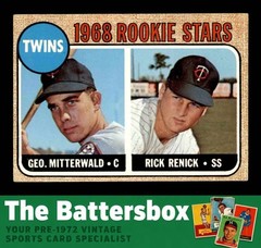 1968 Topps #301 George Mitterwald/Rick Renick Rookie Stars VG/VGEX X3788169