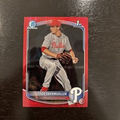 2025 Bowman Draft Cade Obermueller Red 1/5 Bookend BDC-80 Color Match Phillies