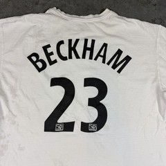David Beckham T Shirt Mens Large White LA Galaxy Adidas Flaws Preowned