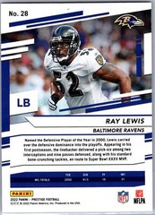 2022 Panini Prestige #28 Ray Lewis Xtra Points Purple #/199