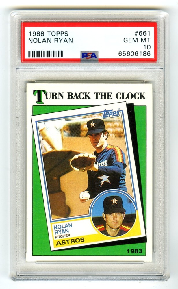 NOLAN RYAN~POP 218~1988 TOPPS TURN-BACK-THE-CLOCK PSA-10 GEM-MT GRADED CARD #661