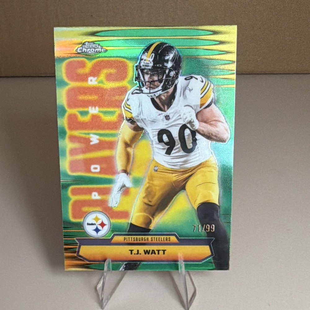 2025 Topps Chrome T.J. Watt Steelers Power Players Green Refractor #PP-39 /99