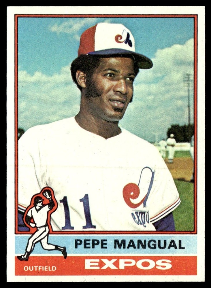 1976 Topps Card Baseball Pepe Mangual Montreal Expos #164 EX-MT Miscut Back