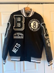 NBA Brooklyn Nets NY Black Varsity Jacket Heavy Duty Pro Standard