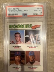 1977 TOPPS #488 ROOKIE OUTFIELDERS JACK CLARK LEE MAZZILLI ROOKIE RC PSA 8