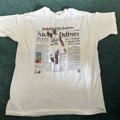 Vintage 1997 Karl Malone Fruit Of The LoomShirt XL Utah Jazz NBA Tribune 90s EUC