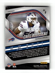 Greg Rousseau 2025 Panini Prizm #9 Buffalo Bills Neon Green Pulsar
