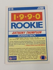 1990 Score Football NFL #618 Anthony Thompson Rookie