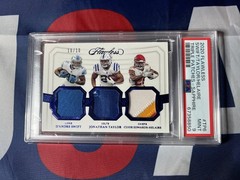 2020 Panini Flawless SWIFT TAYLOR HELAIRE /10 SAPPHIRE TRIPLE PATCHES #TP6 PSA 9