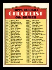 1972 Topps Baseball #604 6th Series Checklist (657-787) NM *d2