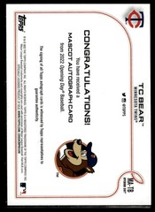 2022 Topps Opening Day #MA-TB TC Bear Mascot Autographs