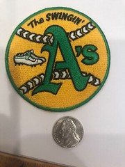 Oakland A&rsquo;s Athletics « The Swingin » Vintage Embroidered Iron On Patch 2 7/8”