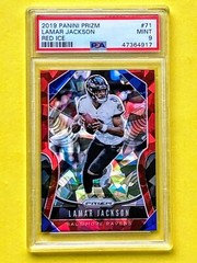 2019 Panini PRIZM Red Cracked Ice LAMAR JACKSON #71 PSA 9 MINT, 2nd Year Card!