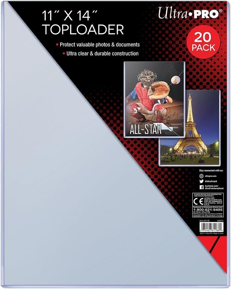 Ultra Pro 11&Prime; X 14&Prime; Toploader 20ct 20 Count (Pack of 1), Clear