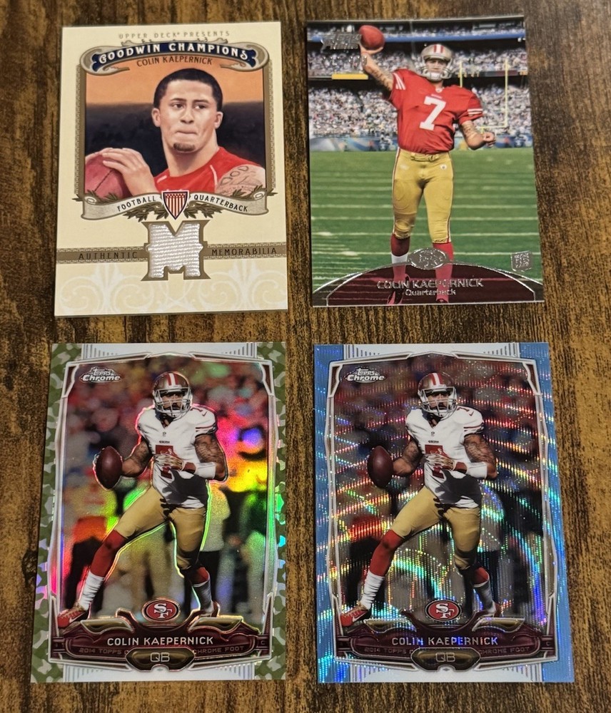 (4) Colin Kaepernick LOT (W – Jersey, inserts, topps prime rookie /930)