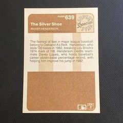 1983 Fleer Rickey Henderson Super Special Star Silver Shoe #639 NM HOF Athletics