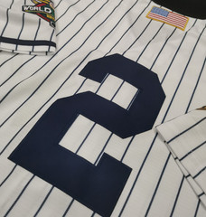 Derek Jeter #2 NYY Yankees Throwback White Cool Base Sewn Stitched Jersey.