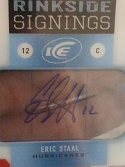 2014 – 15 UPPER DECK RINKSIDE SIGNINGS ERIC STAAL AUTOGRAPH #RS-ES HURRICANES