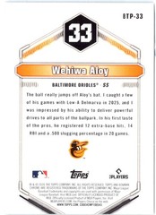 2026 Bowman #BTP-33 Wehiwa Aloy Bowman Scouts&rsquo; Top 100