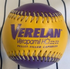 Verelan Capsules Medical Promotional Purple & Yellow Baseball Ball